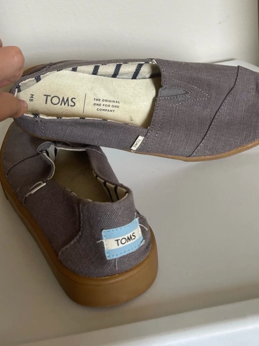 Toms Men's Taupe Canvas Slip-On Shoes with Gum Sole
